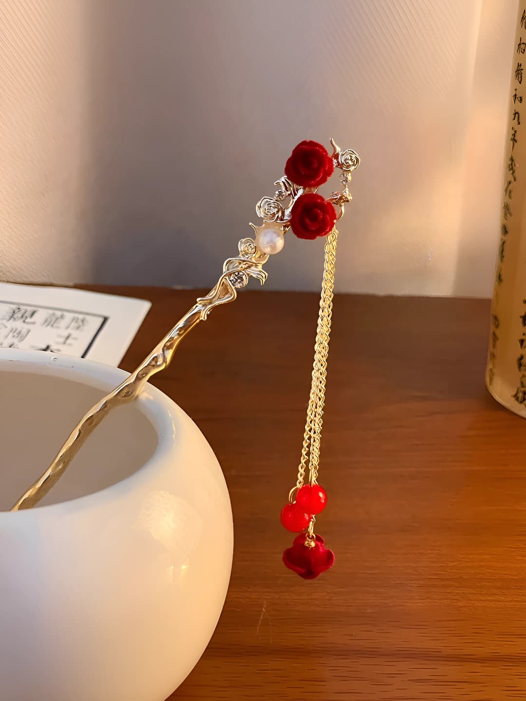 4# Two fixed velvet hair pins