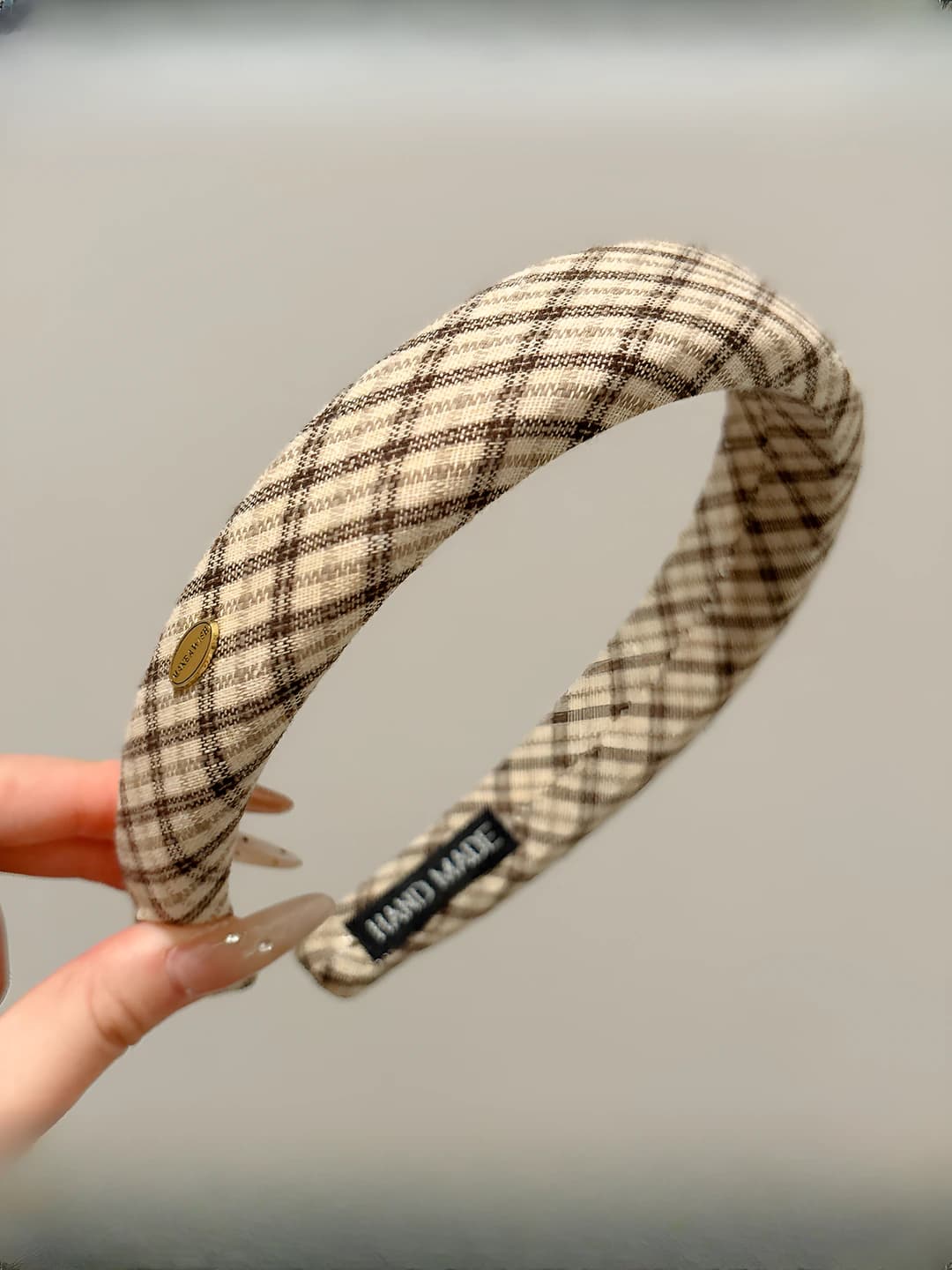 3# Beige plaid - width ~3 cm