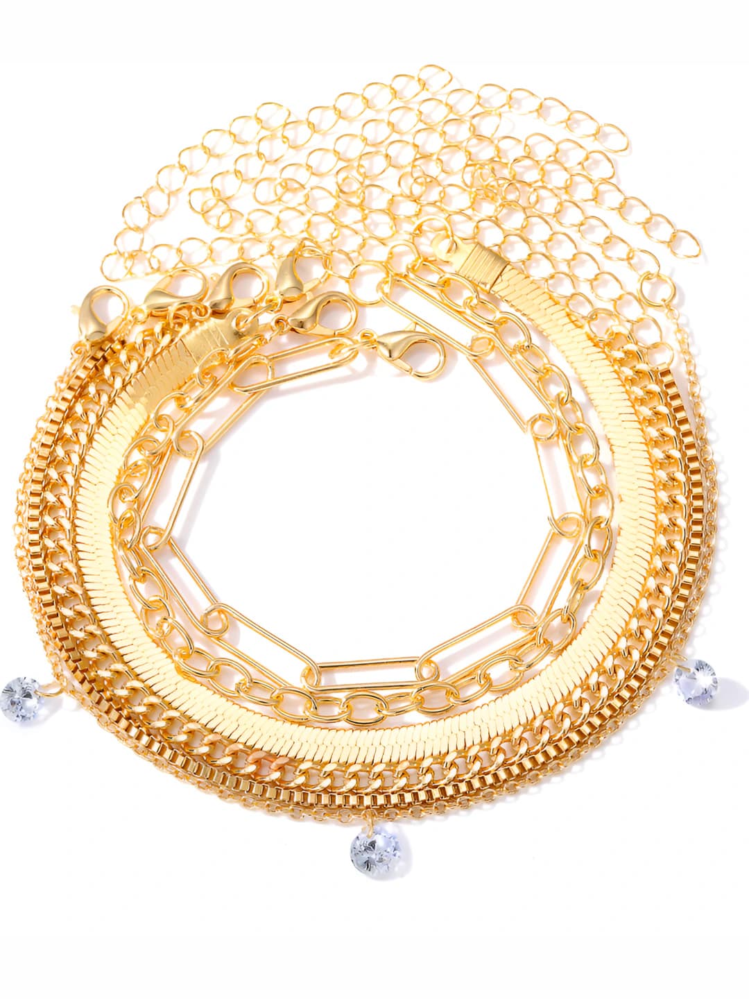 Women's retro style set: 6-layer metal chain bracelet