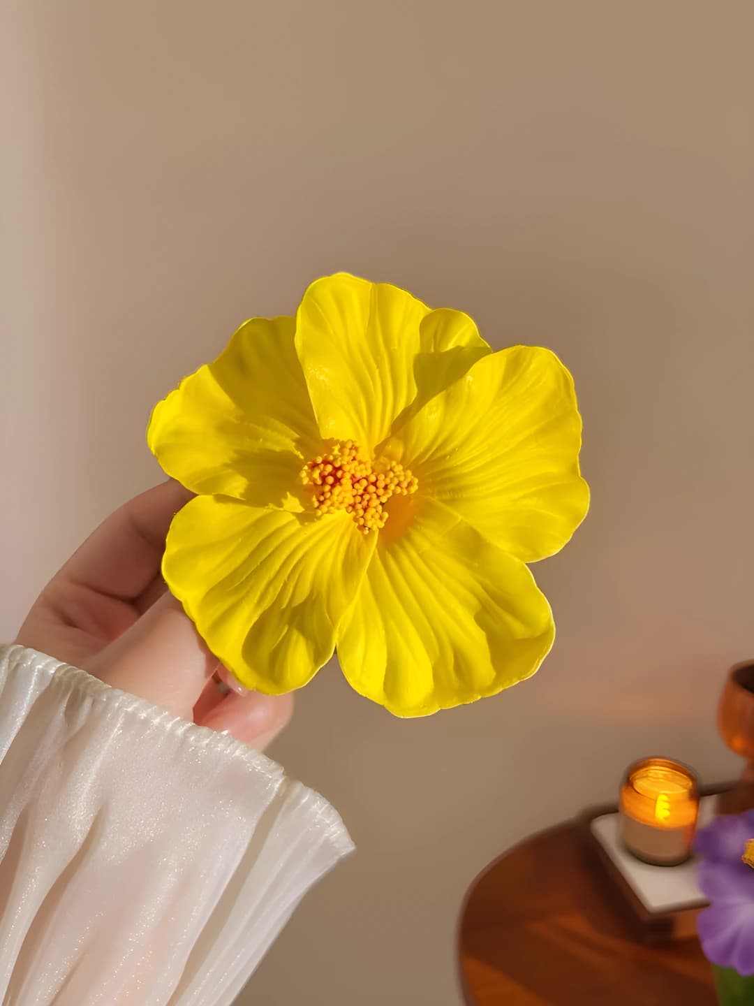 6# Yellow plumeria flower clip ~10cm