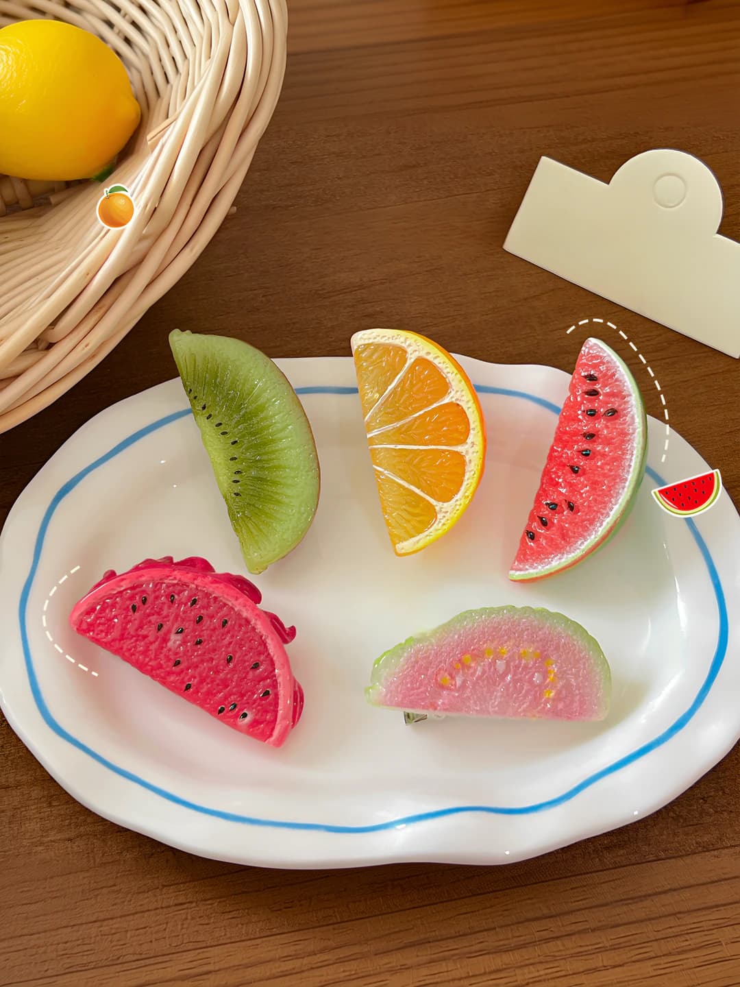 Women's fruit hair clips and combs: summer, watermelon, handmade, japanese-korean style, headwear