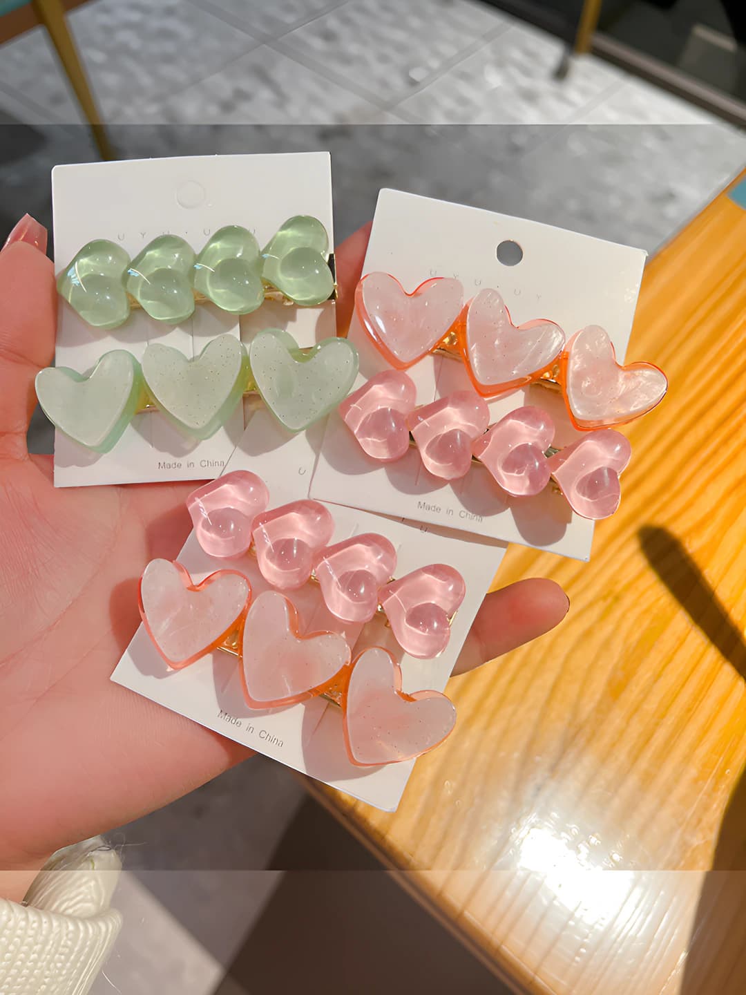 Women's heart-shaped hair clips: spring-summer, french retro style, mixed material