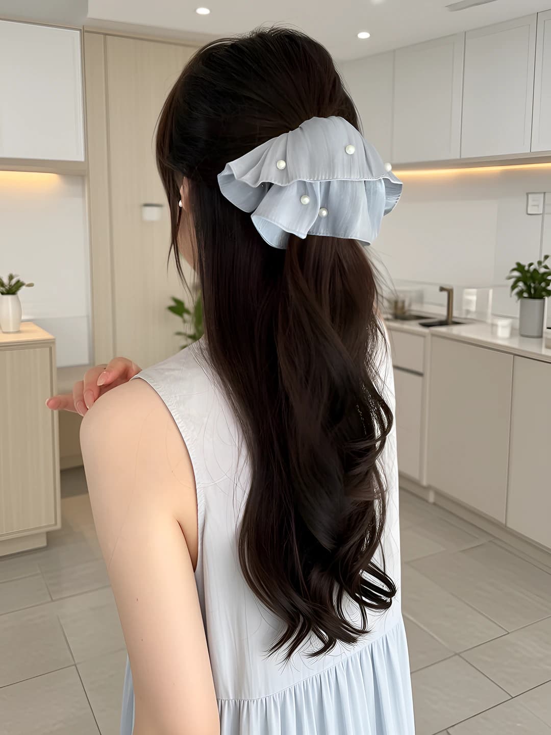 Синяя жемчужная складчатая резинка 20CM 8/13