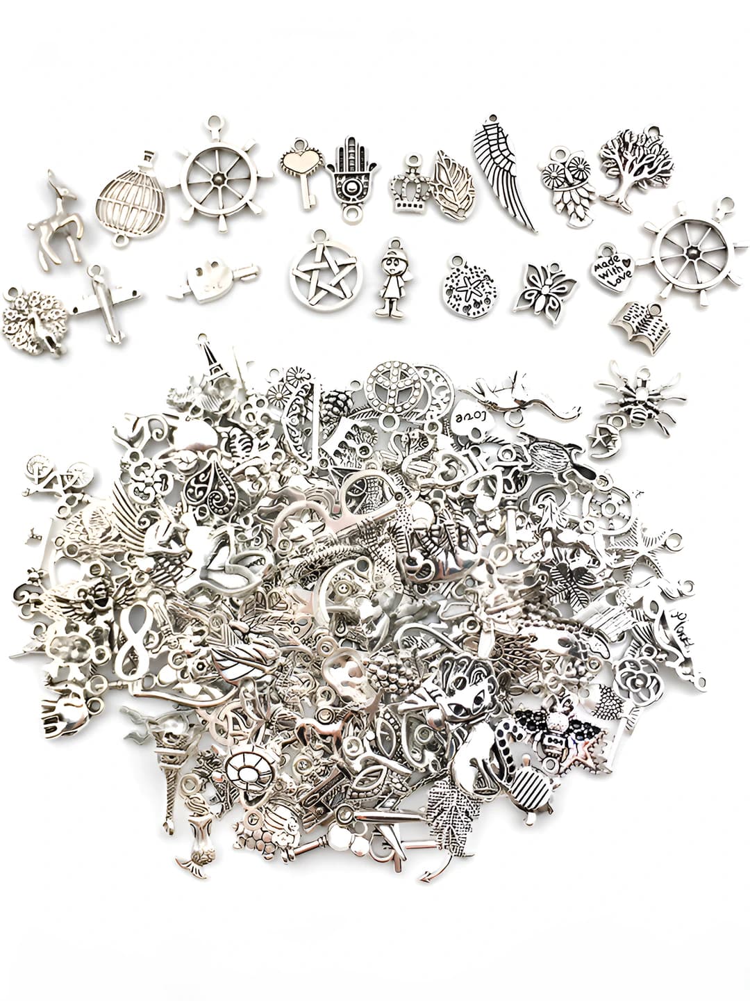 200 pcs mixed dark silver, 196.5g