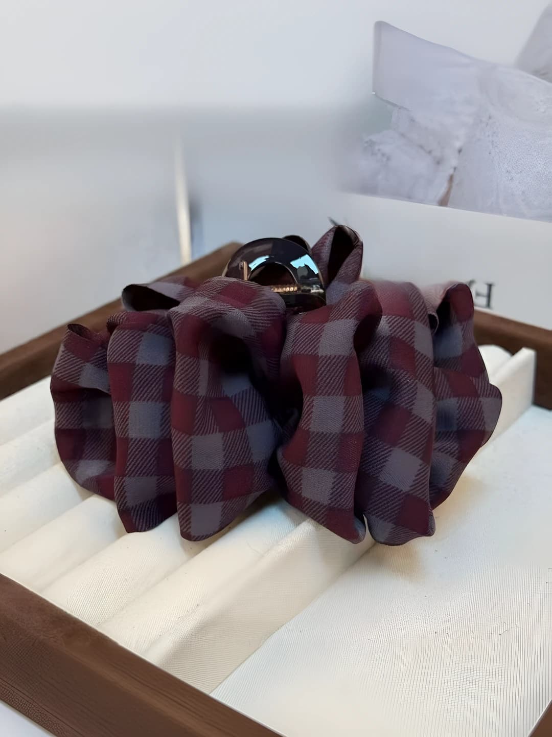 11CM Plaid clip - Red plaid