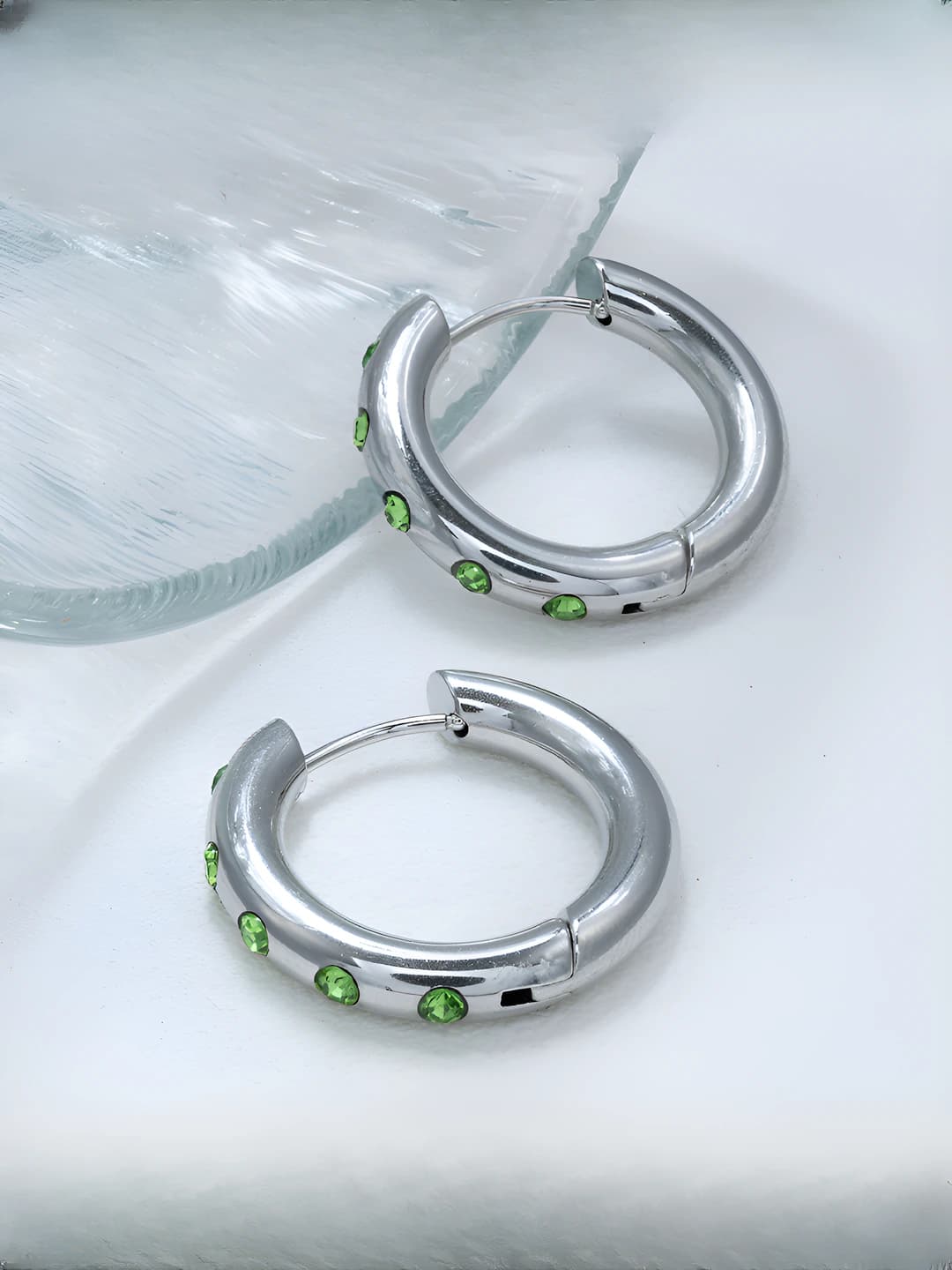Серьги 4*16 с зелёными бриллиантами, сталь