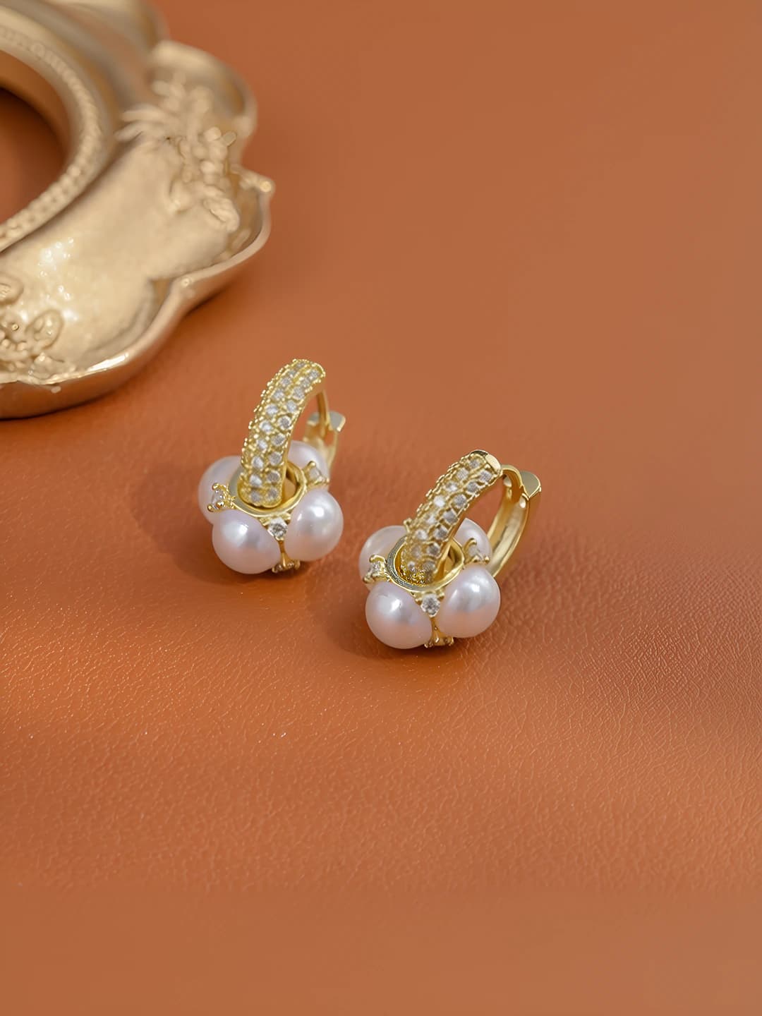 Two-way micro-paved diamond pearl earrings