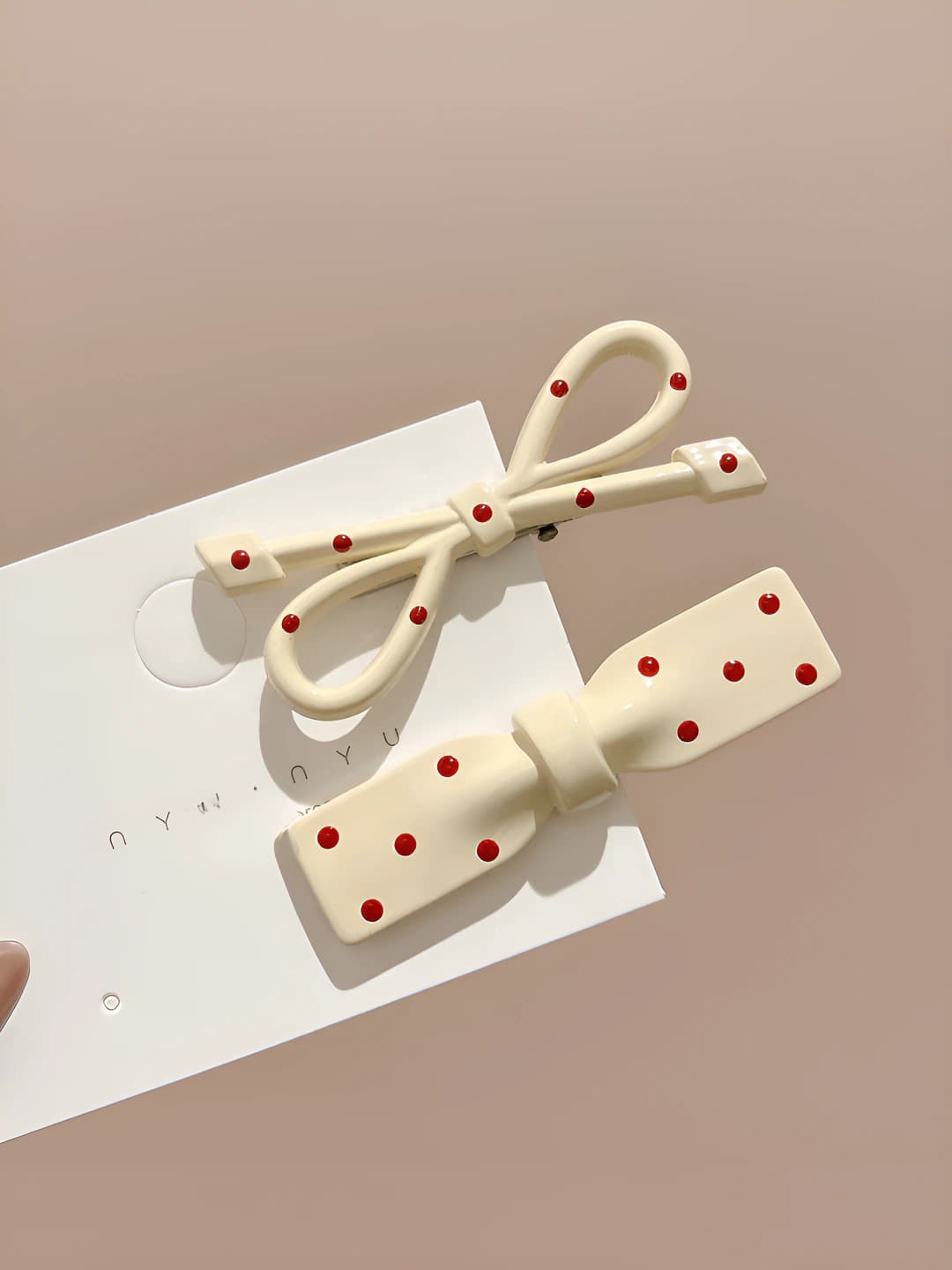 1# White polka dot pair 5cm