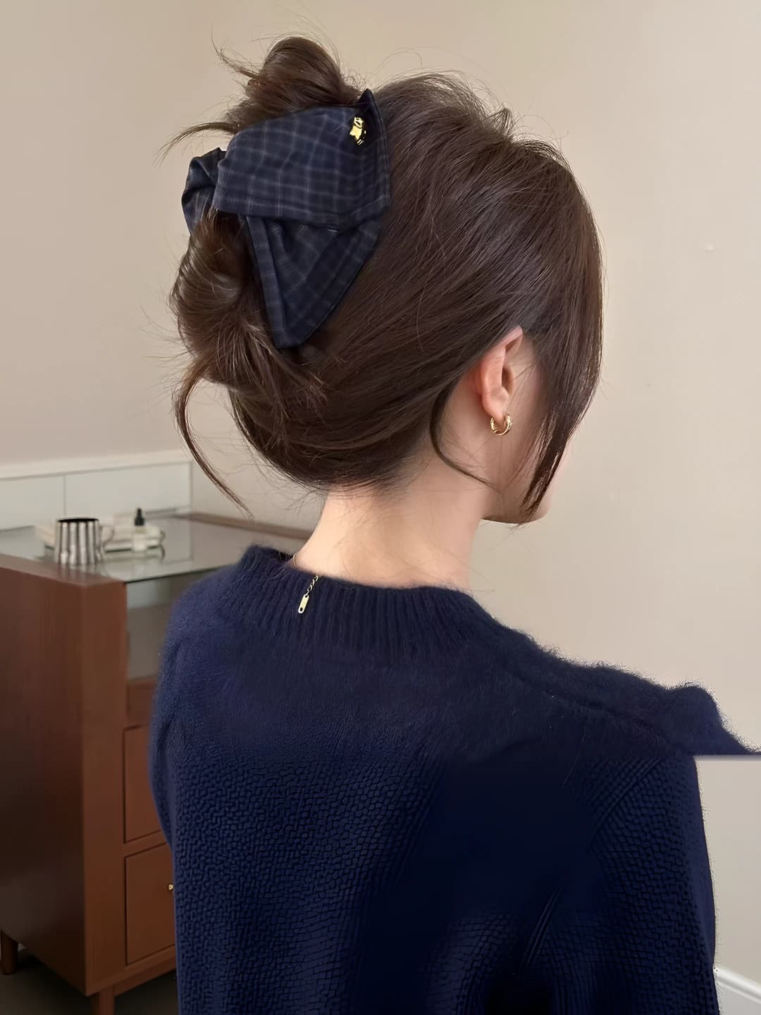 Navy, plaid, 13 cm