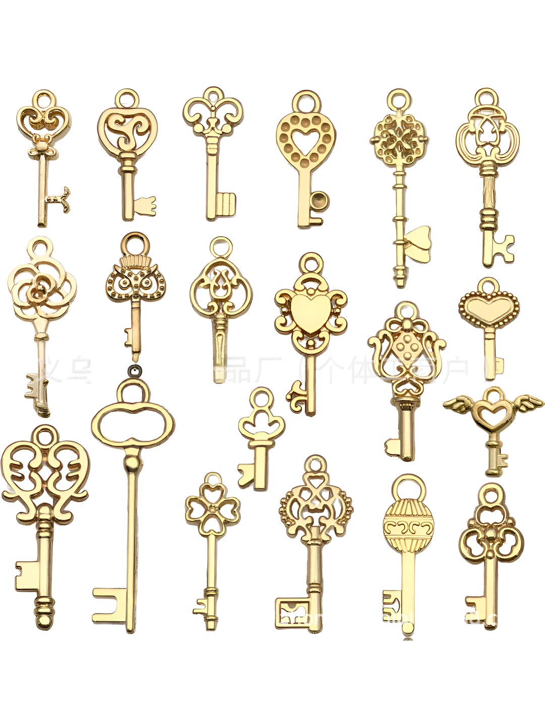 Women's retro key-shaped charms and pendants, zinc alloy, natural style