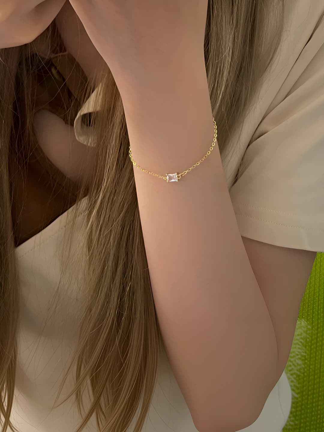 Women's bracelet with zircon, simple design, natural style, 2026