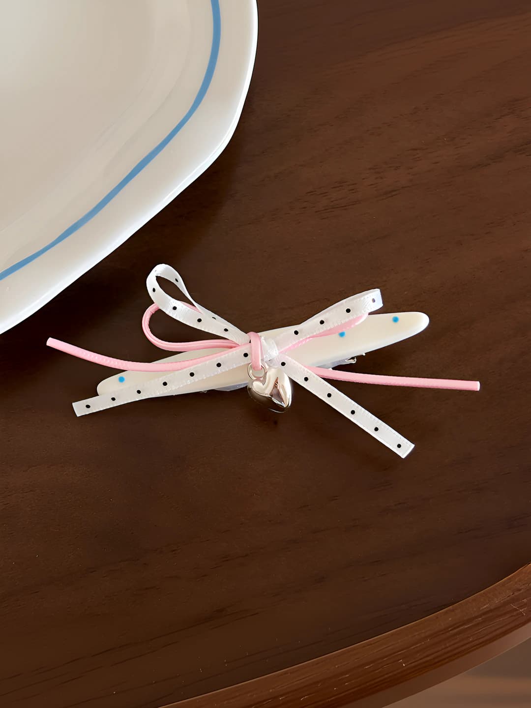 Polka dot bow clip