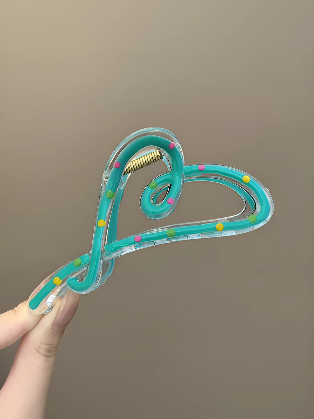 Blue heart polka dot clip