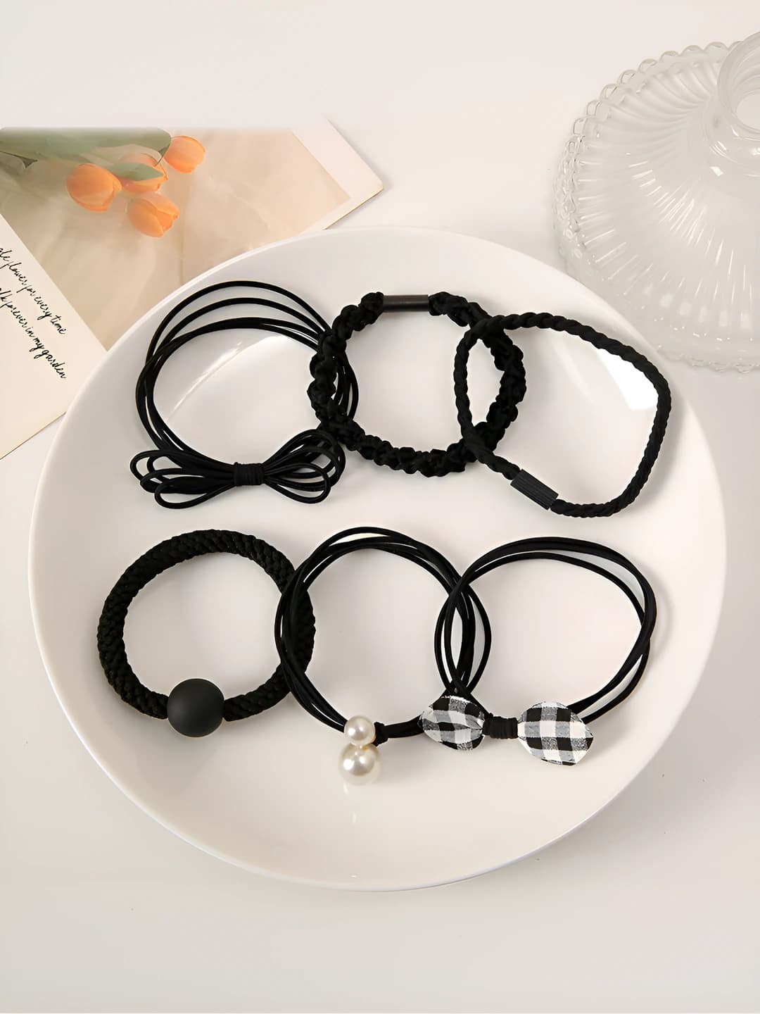 Girls hair ties - Black - 6 pcs