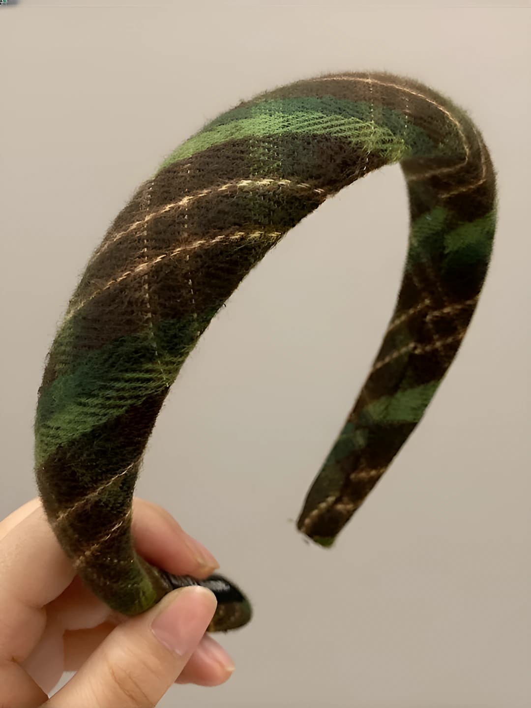 6# Coffee green plaid hairband (wide edge)