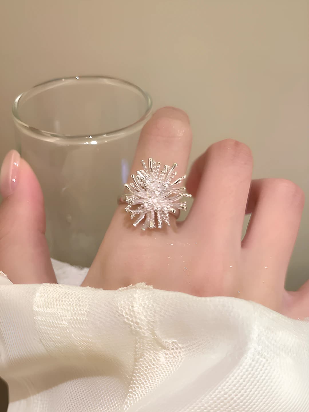 Women's dandelion design open ring, copper, electroplating, sweet and fresh style