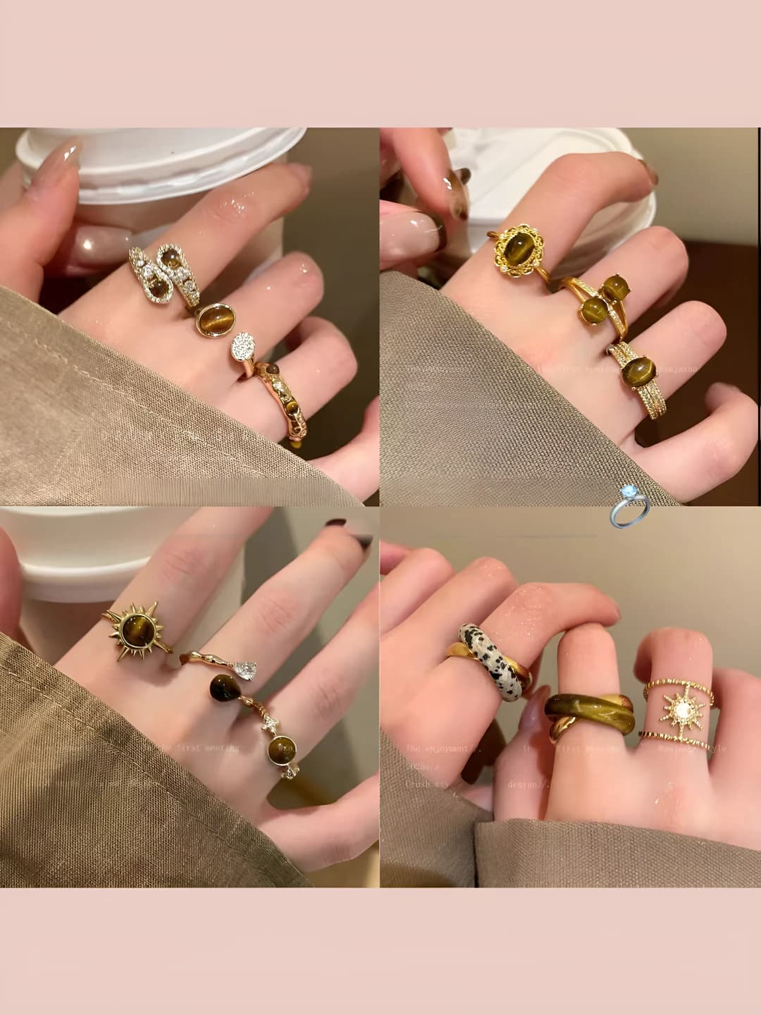 Women's autumn retro style ring with geometric shape and open design