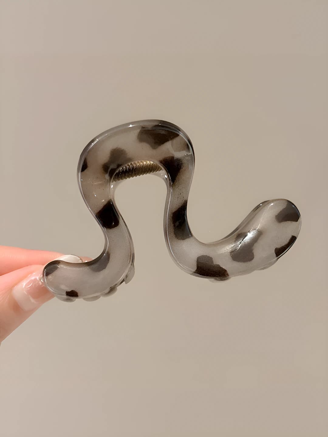 4# Light leopard geometric claw clip