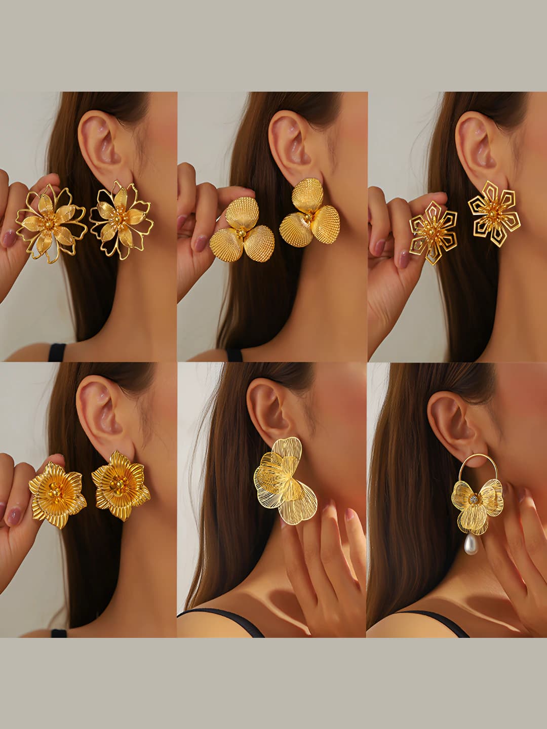 Women's flower design earrings in light luxury style