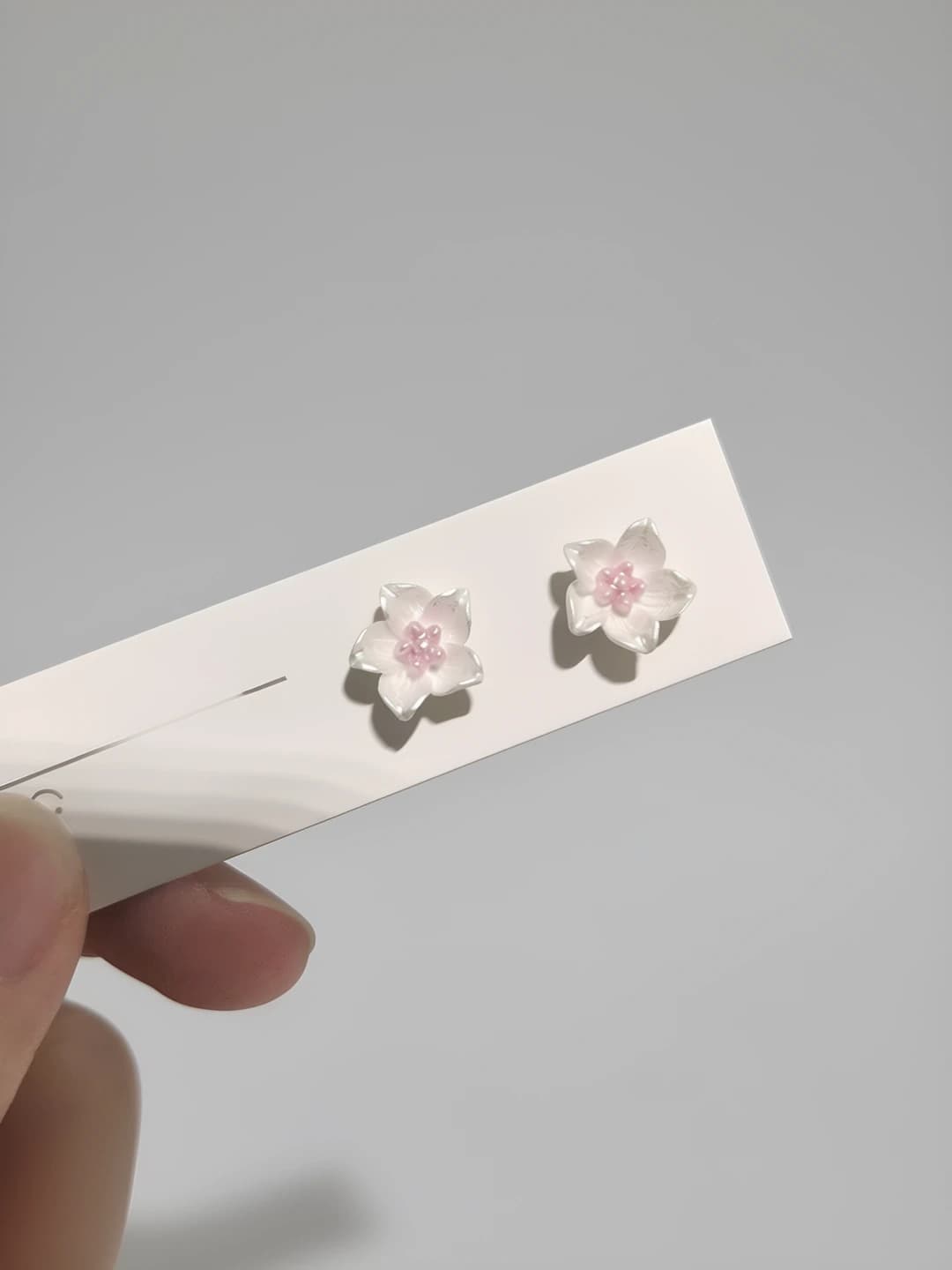 White camellia magnetic ear clips pair