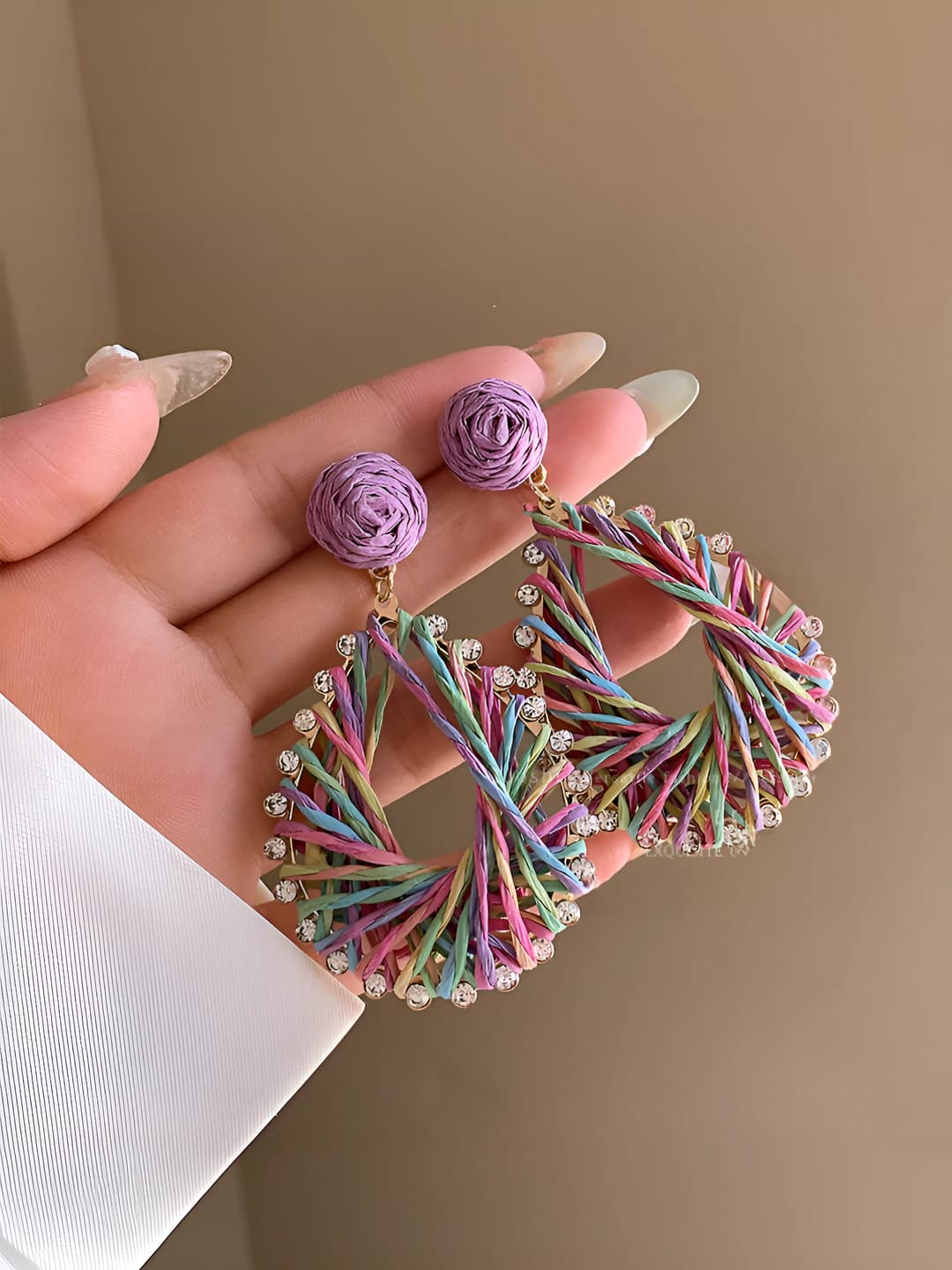 Multicolour woven drop earrings