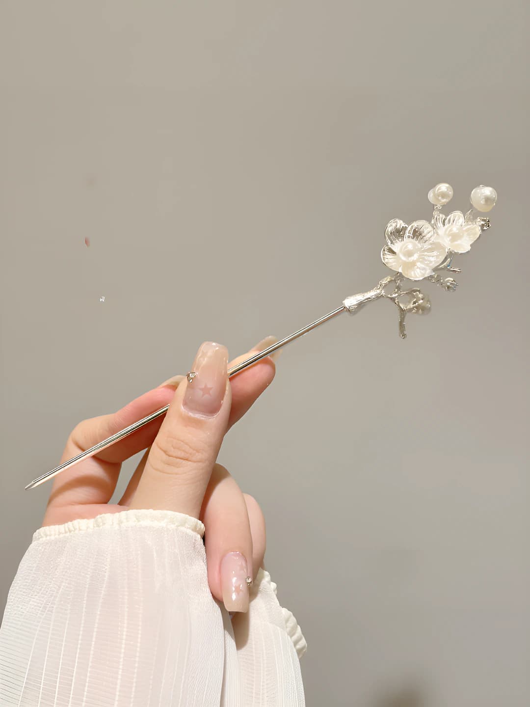 63# Pearl peach blossom hairpin - Silver