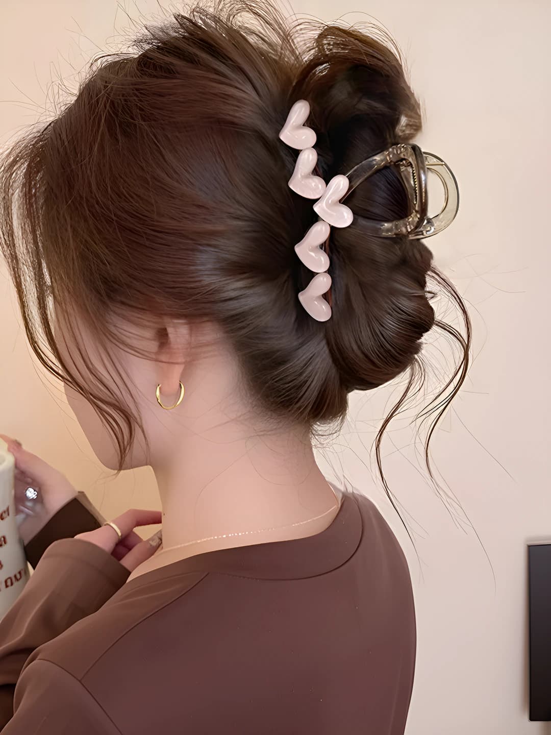 Розовый зажим-сердце (8 см)