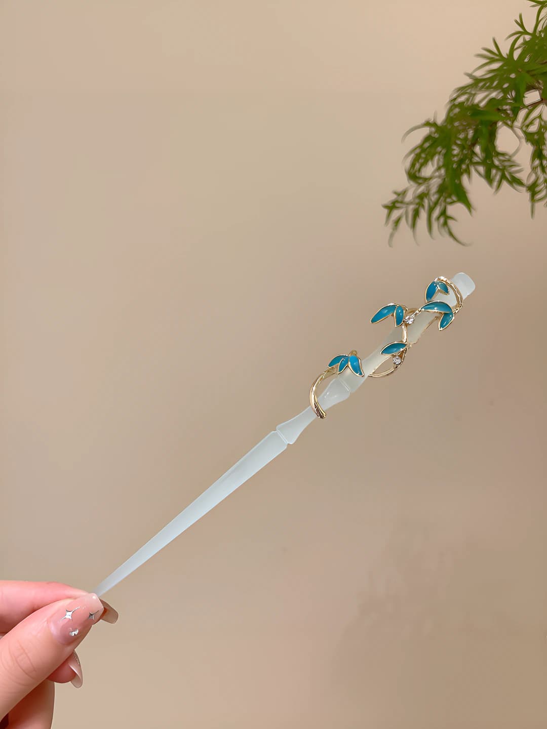 49# Dragon bamboo - Light blue leaf - Hairpin