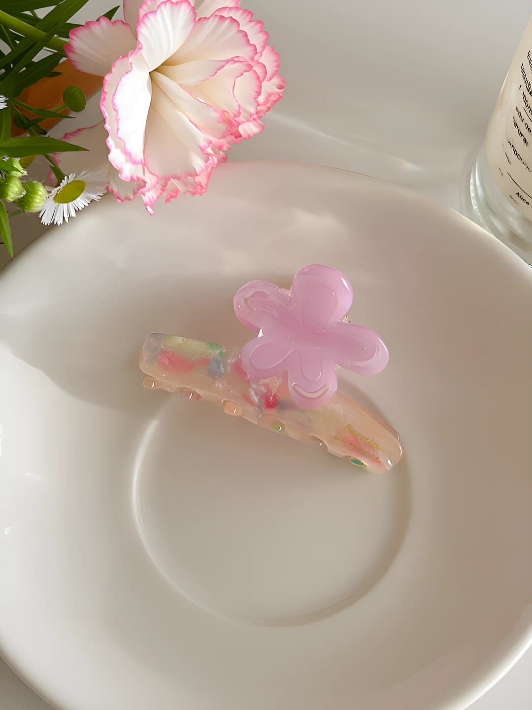 Pink floral clip