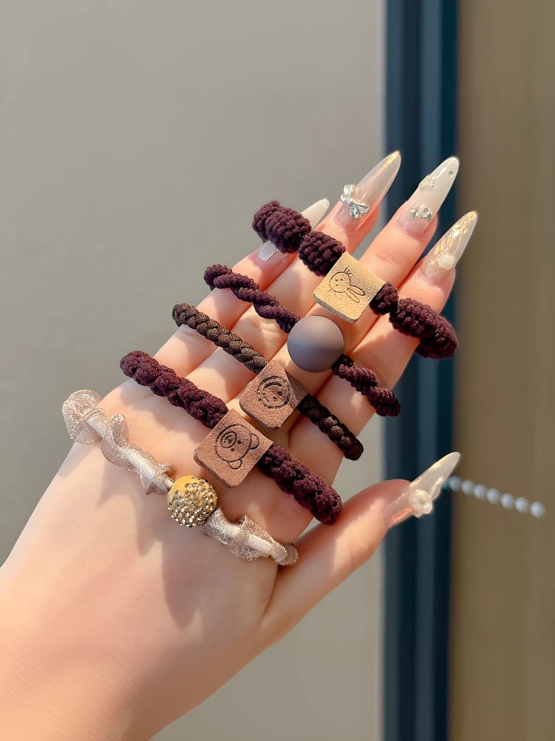 11# Dark coffee bunny 5 pcs set # approx 6 cm