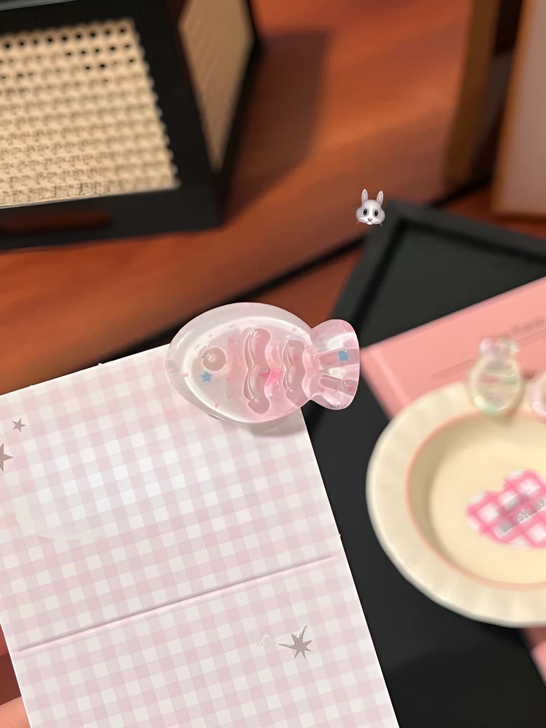 Jelly star pink clear fish clip, 3.2 cm