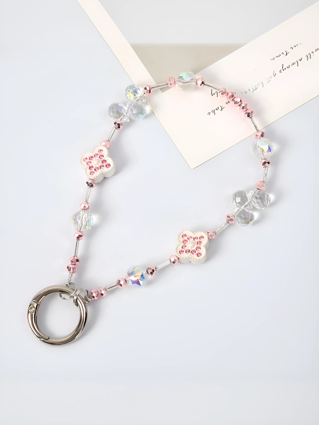 K3720 Teardrop four-leaf clover charm - pink