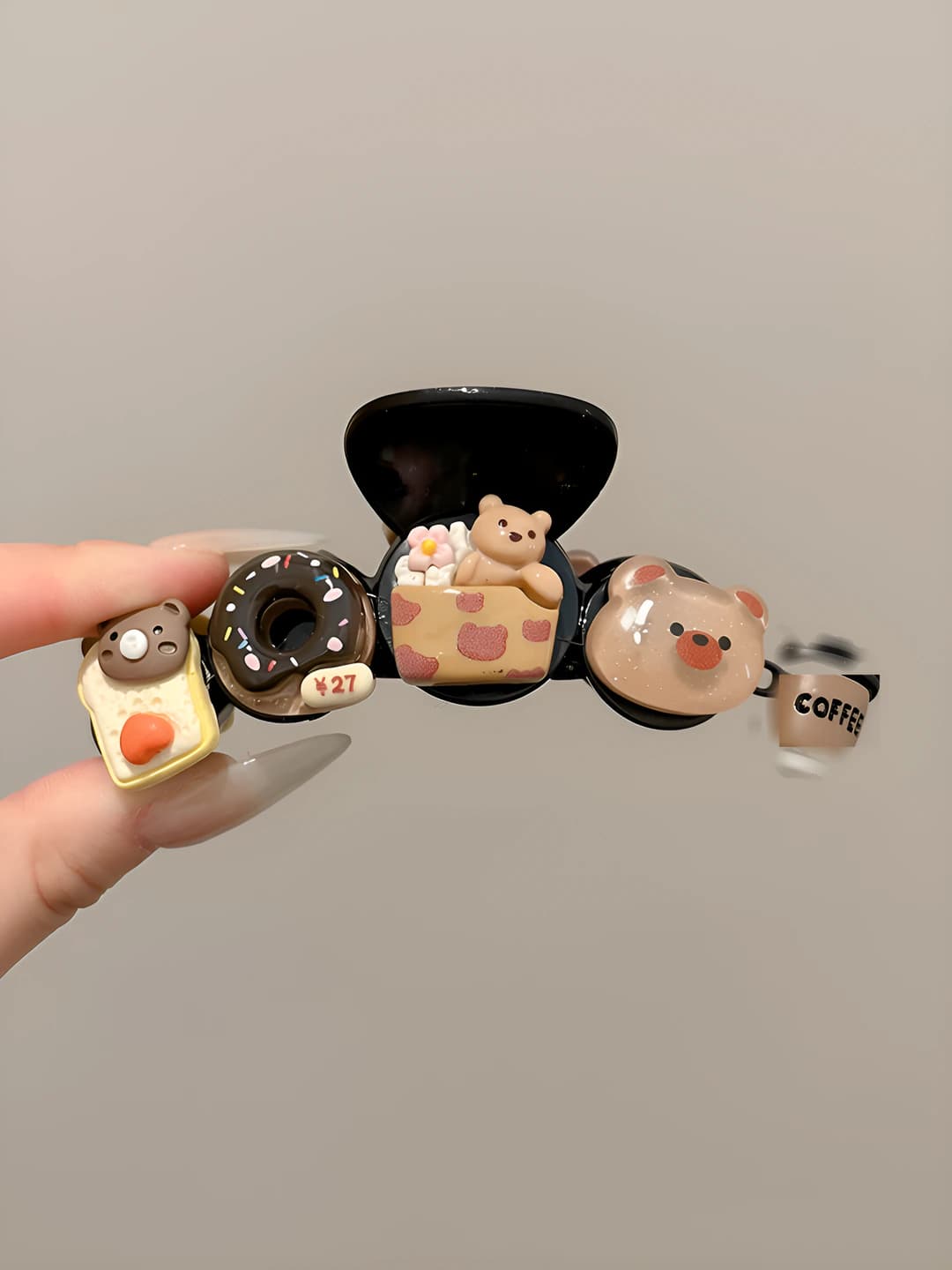 Donut, glossy black, 10 cm