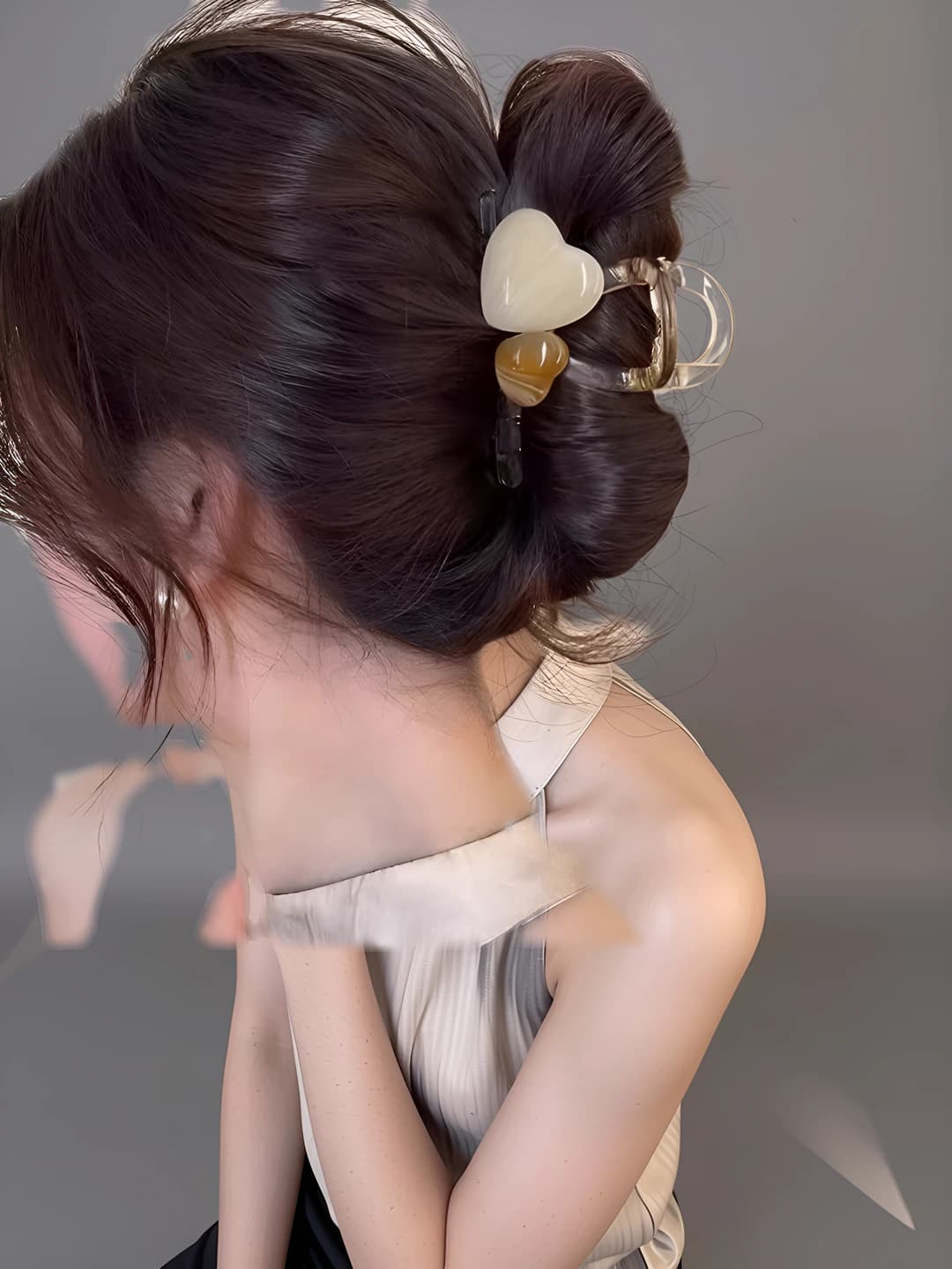 9# (Средний) Кофейный прозрачный сердечко зажим 8cm