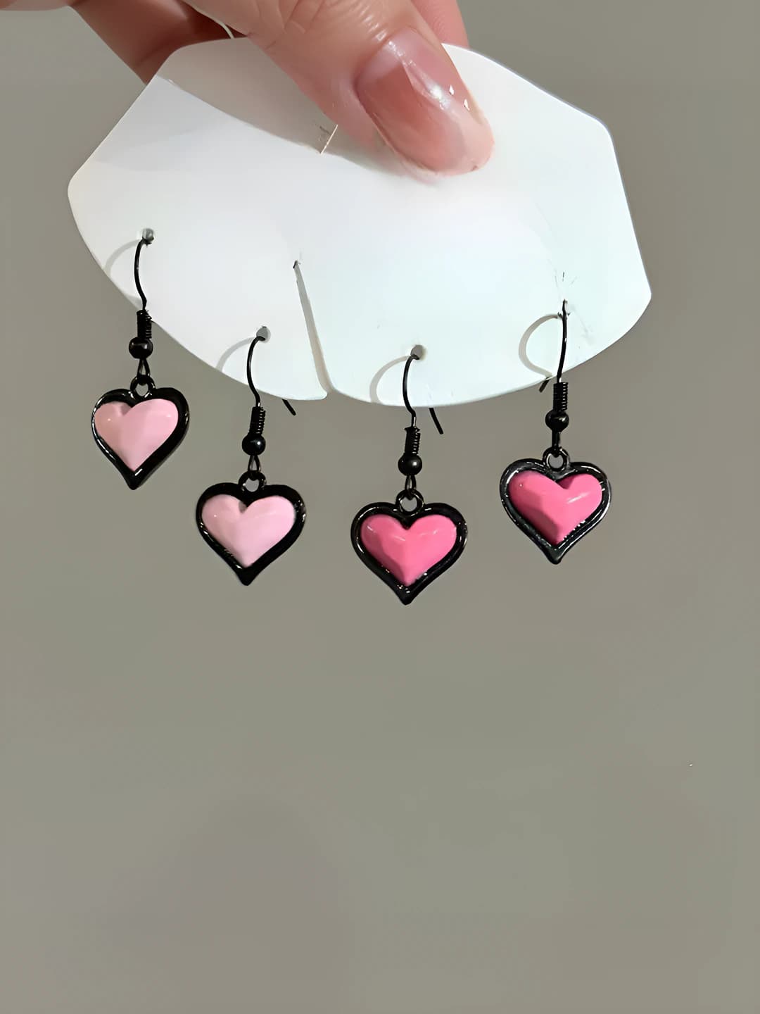 Women's heart-shaped dangle earrings: creamy sweet style, zinc and titanium alloy, electroplating