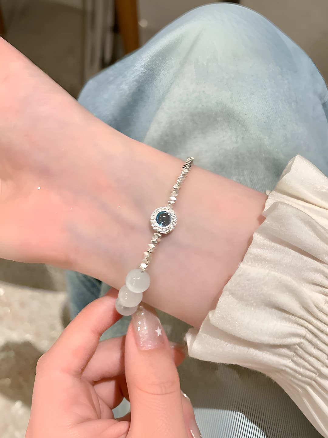 3017# Cat's eye silver bracelet