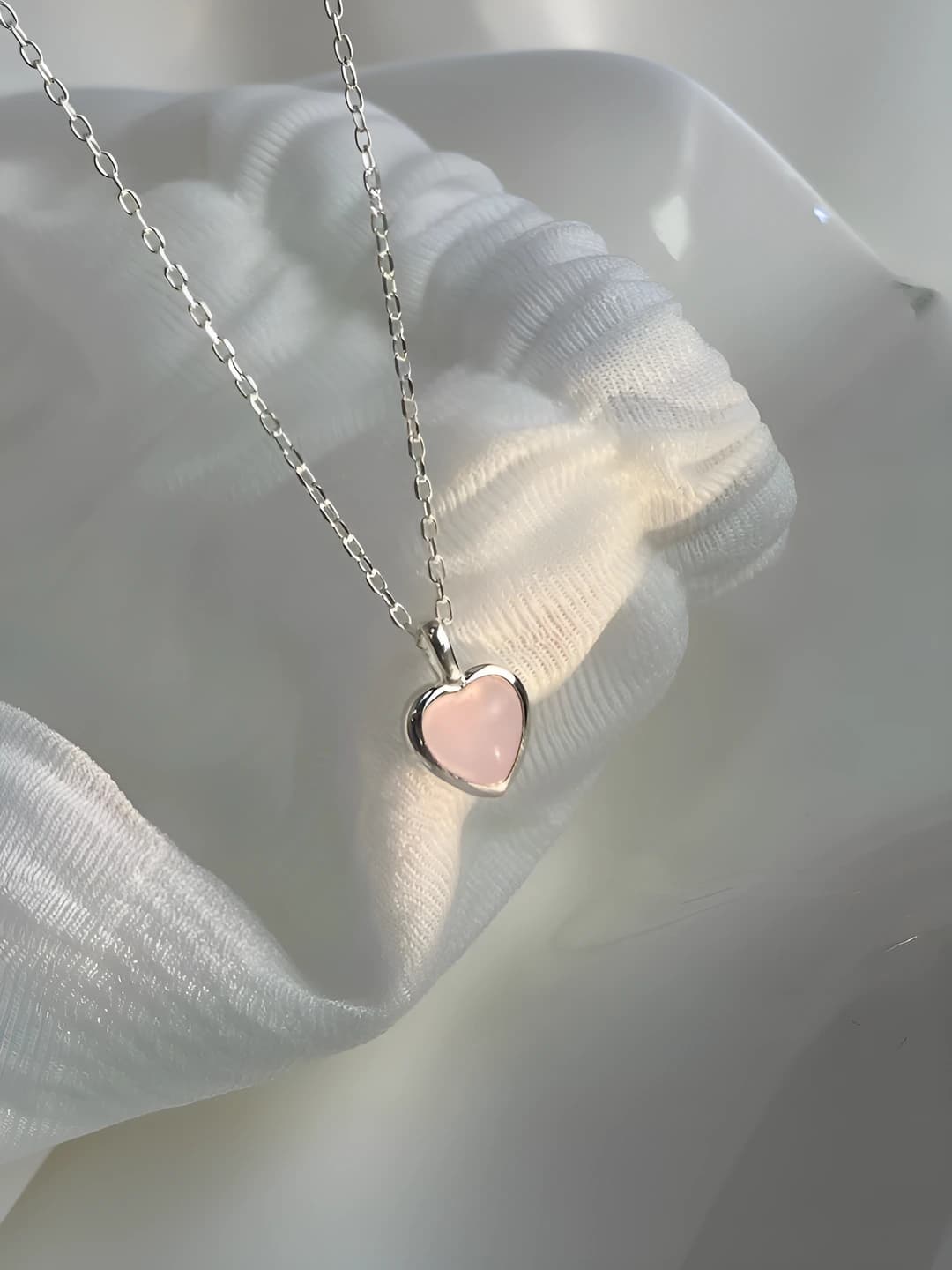 Pink heart necklace