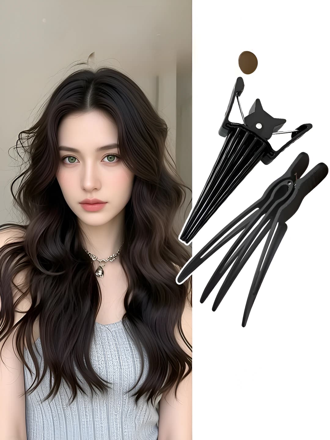 Women's hair clip: seamless, plastic, lifts roots naturally, geometric design element