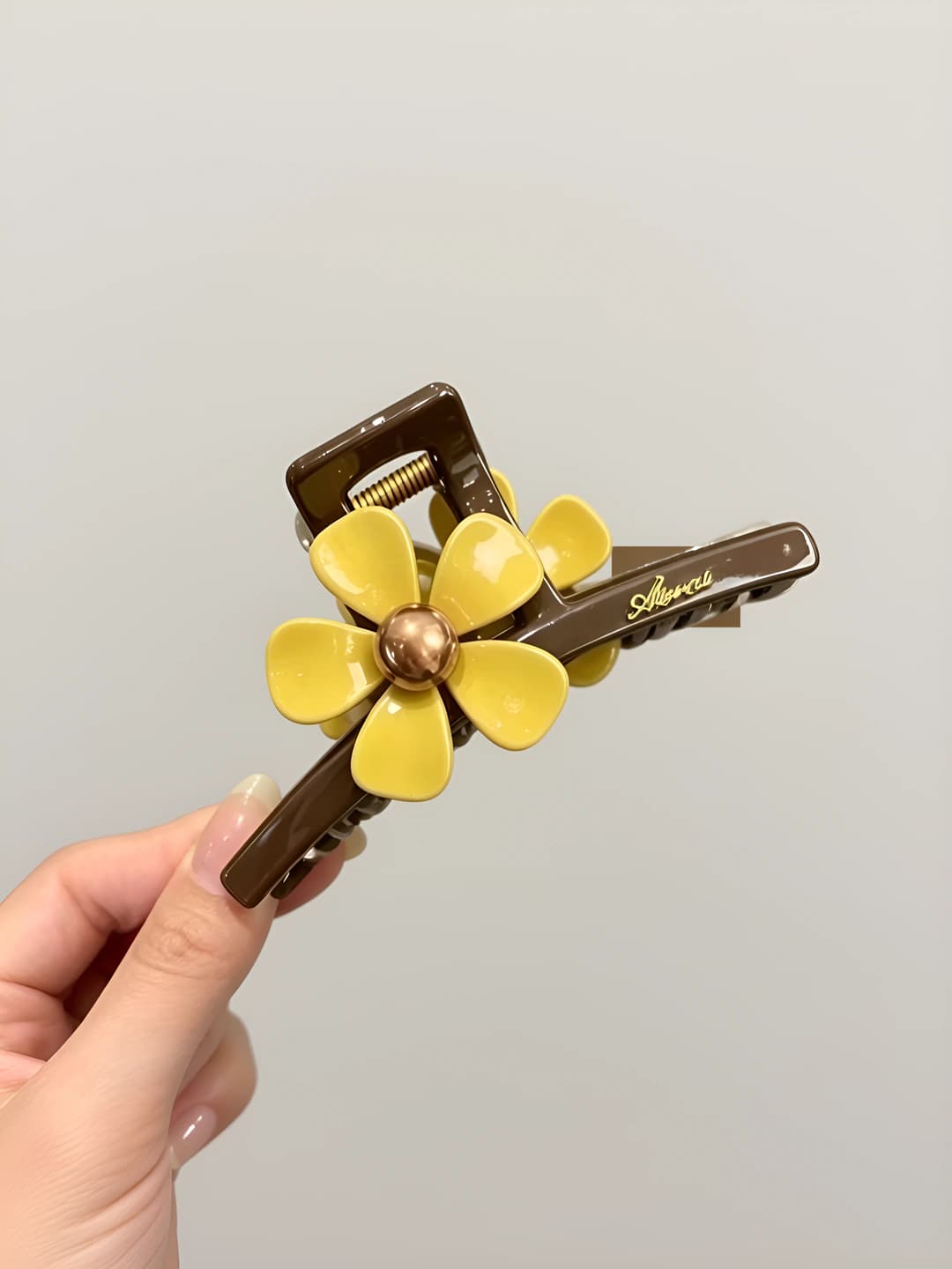 1# Sariq ikki tomonlama katta gullar qisqich, akril-qotishma, 12.5 sm
