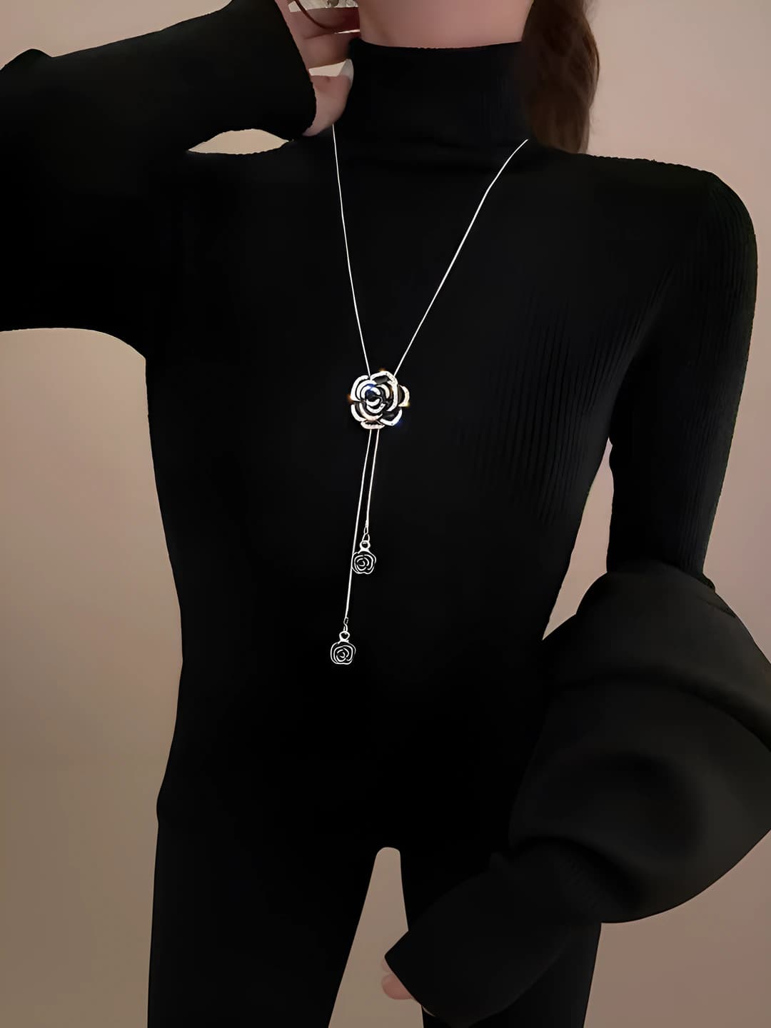 Camellia double rose necklace