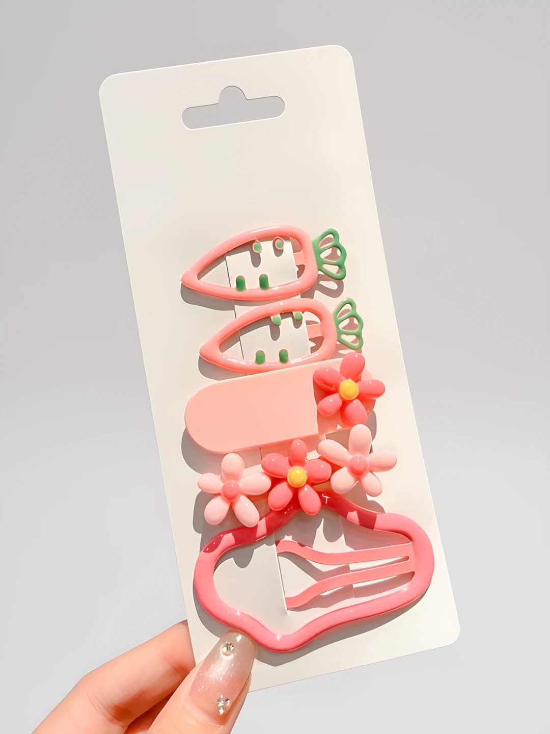 2# Pink flowers and clouds set, 6 pcs