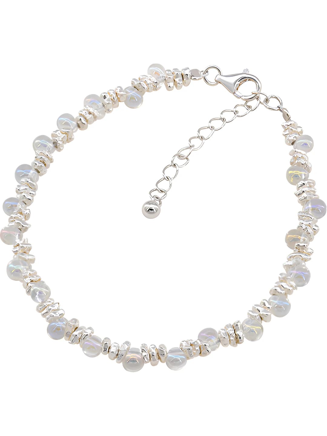 Beaded bracelet for women, Korean style, silver, handmade