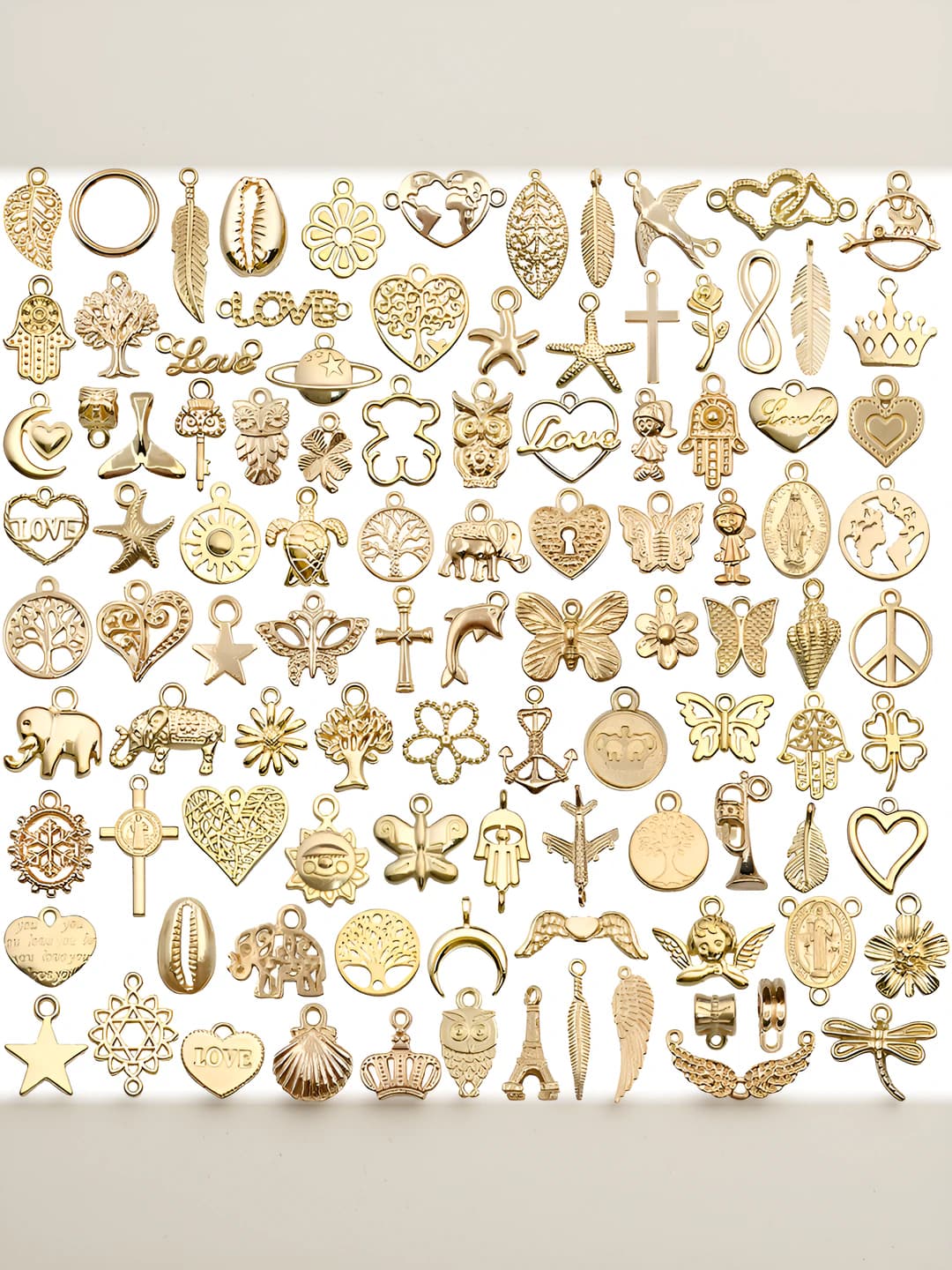 100 pcs mixed gold charm, 91.5g