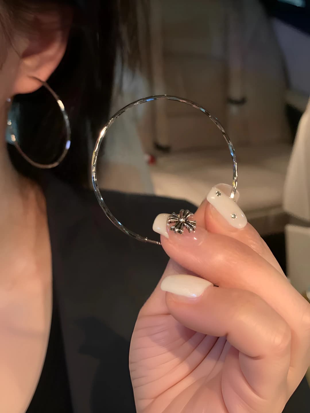 Women's large hoop earrings with plating, OL style
