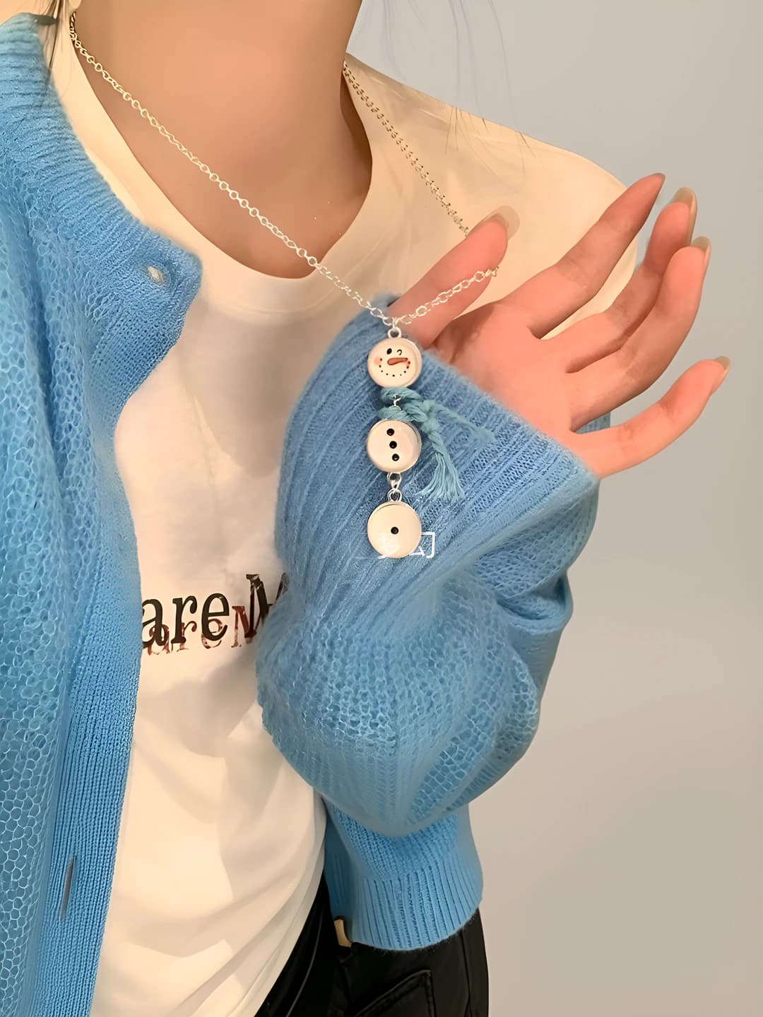 Small snowflake necklace [Blue]