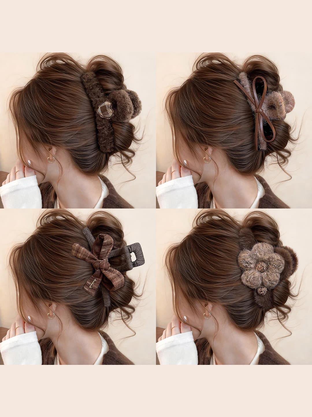 Women's hair clips and combs: large size, for thick hair, 2026 new model, premium feel, for back of head updo, plush material, OL style