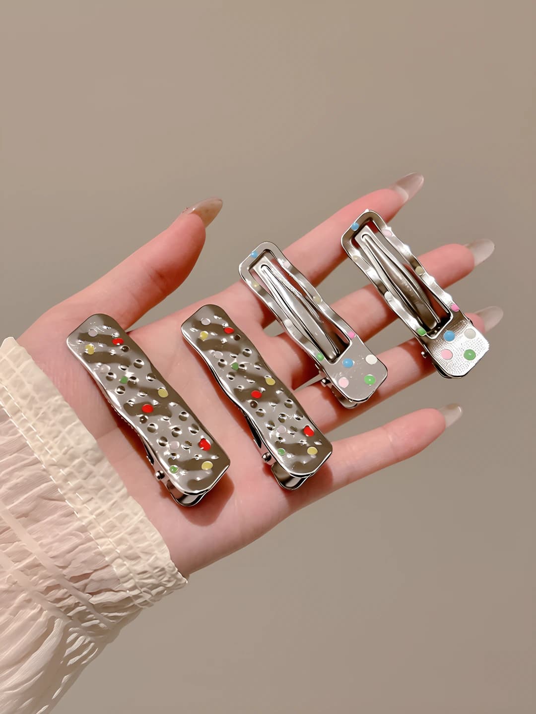 Металл, квадрат, горошек, 4 шт
