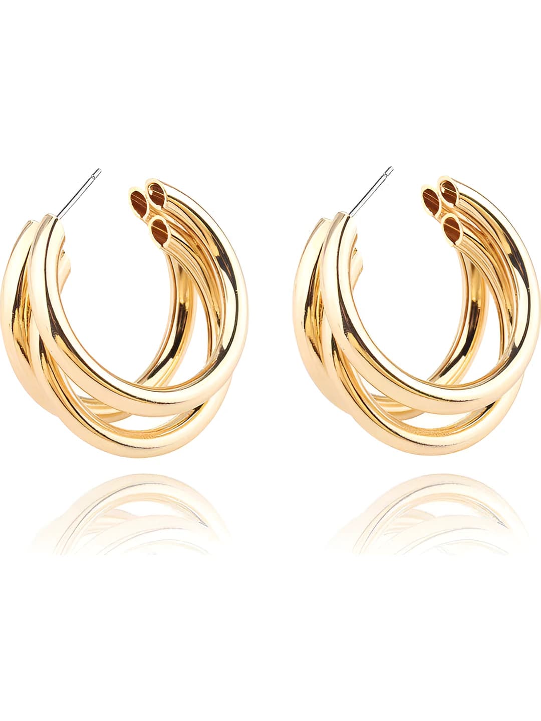 Three-line hollow earrings