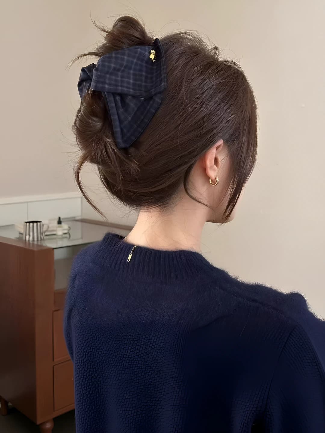 Navy, plaid, 13 cm