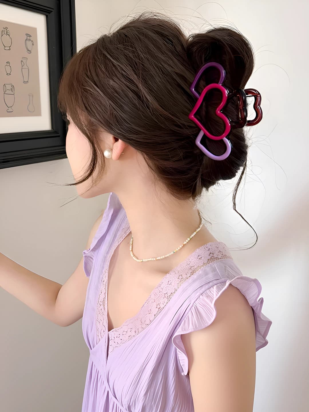 Pink-purple, heart, 9 cm